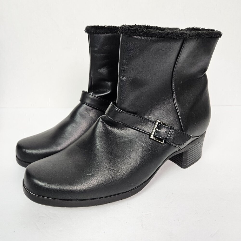 Khombu Madison Black Faux Leather/Fur Lined Winter Heel Boot 9.5 - Picture 6 of 10